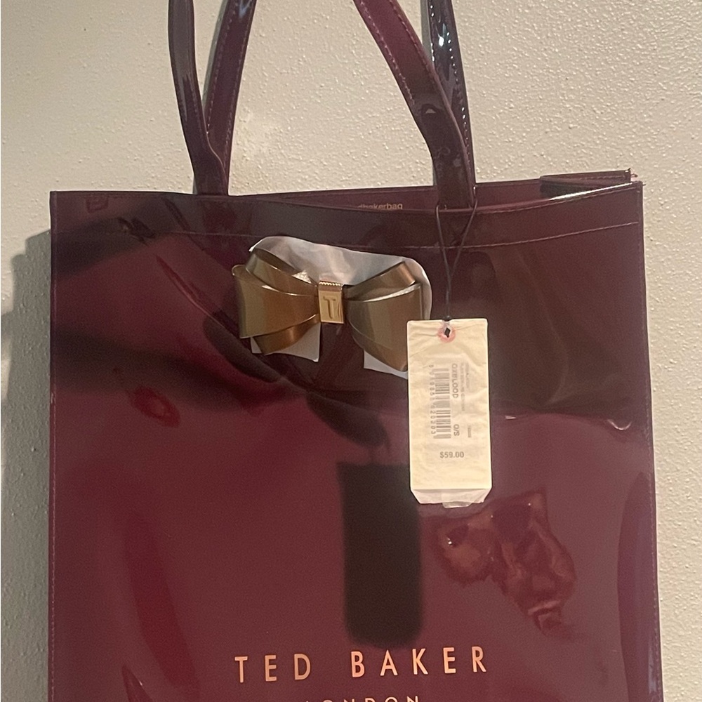 Ted Baker London Deep Red Tote with Gold Bow